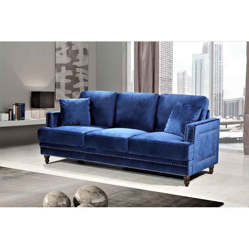 Mercer41 Aadi Velvet 83" Recessed Arms Sofa & Reviews Wayfair